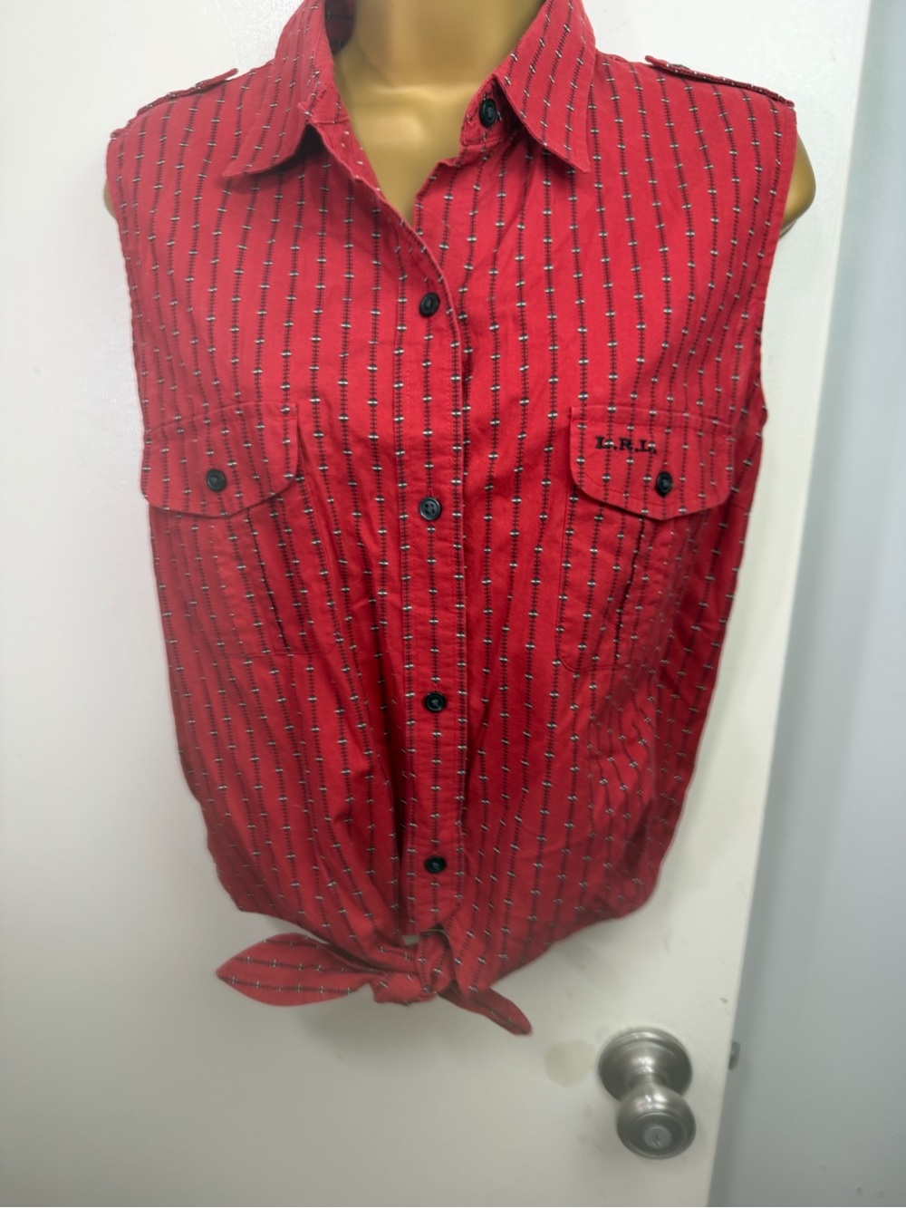 Lauren Ralph Lauren Red Vintage Button Front Printed Western Inspired Top 16 - Picture 3 of 16